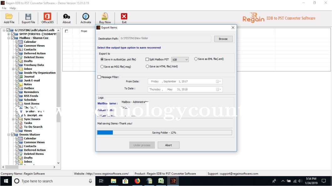 Regain EDB to PST Converter Screenshots